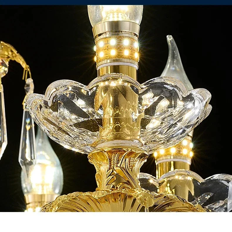 Chandelier dore pour salon style vintage