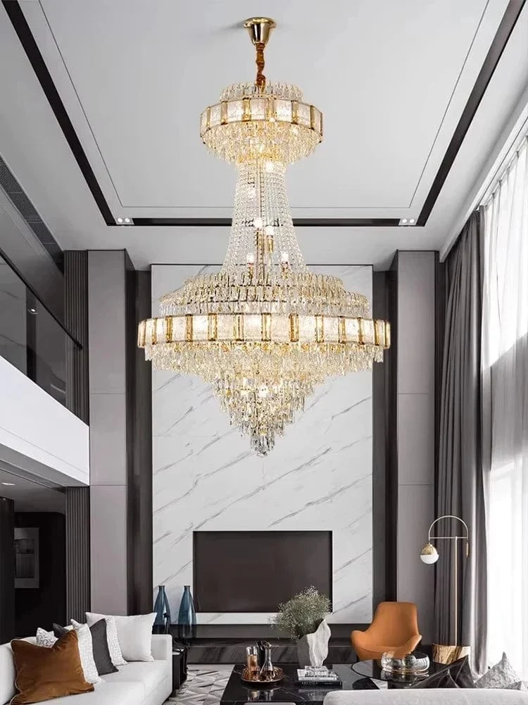Grand Lustre Luxe pour Haut Plafond