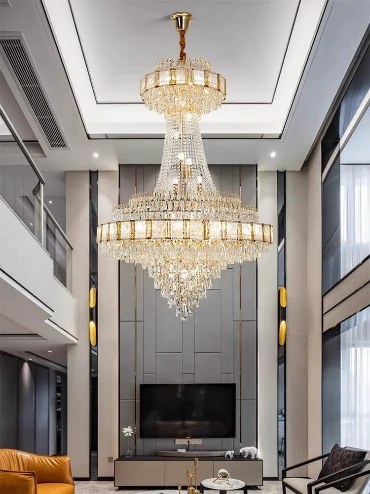 Grand Lustre Luxe pour Haut Plafond