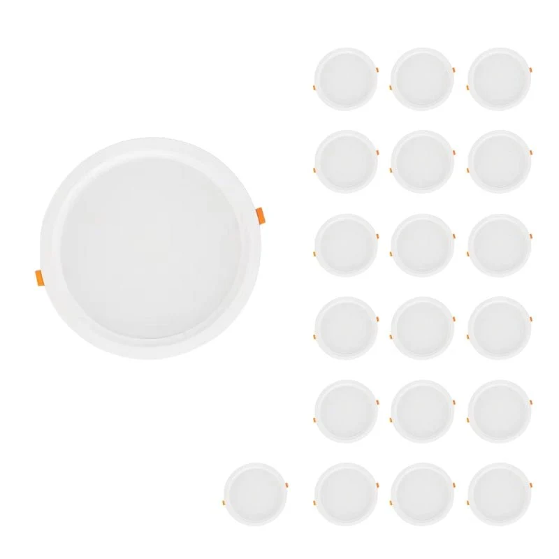 Spot LED Encastrable Plat Étanche 20W BLANC Transformateur Intégré - Pack de 20