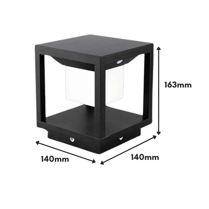 Balise Solaire Design Noire 2W IP65 Avec Détecteur de Mouvement