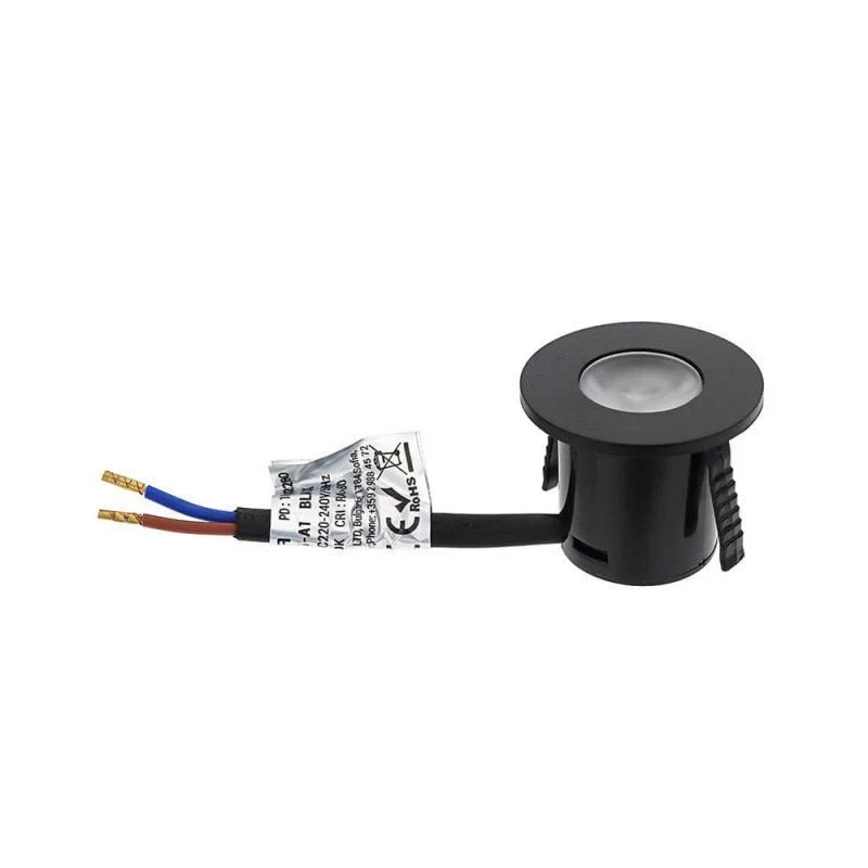 Mini Spot LED Encastrable 1W 90° Rond Noir - Pack de 4