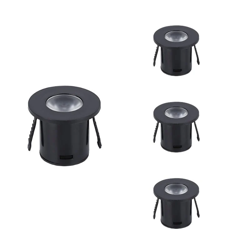 Mini Spot LED Encastrable 1W 90° Rond Noir - Pack de 4