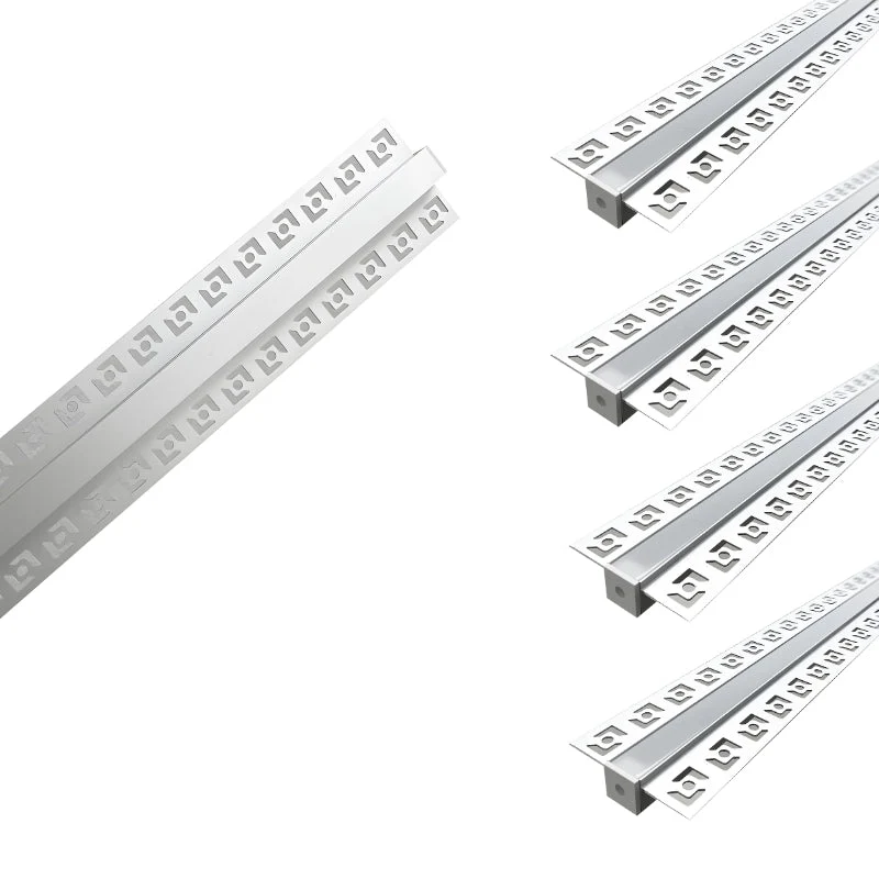 Profilé Aluminium Encastrable 2m pour Ruban LED Couvercle Blanc Opaque - Pack de 5
