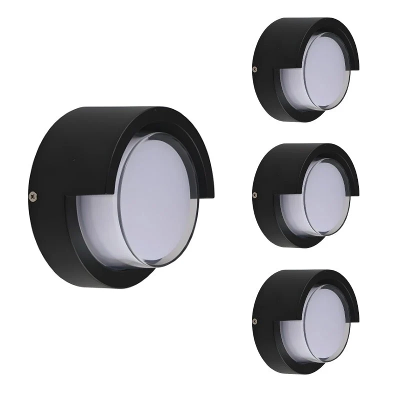Applique Murale LED 15W Noire Ronde IP65 avec Cache - Pack de 4