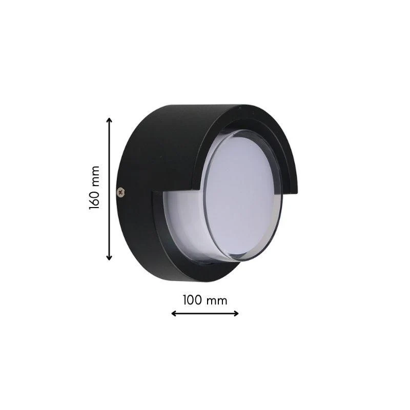 Applique Murale LED 15W Noire Ronde IP65 avec Cache - Pack de 4