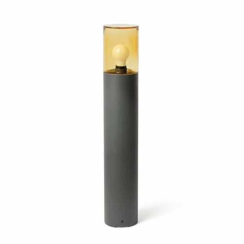 Borne extérieure KILA gris foncé verre ambré – Éclairage jardin design IP65