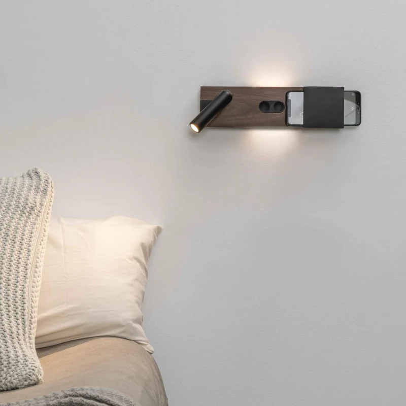 Applique murale LED avec liseuse MAGOS bois