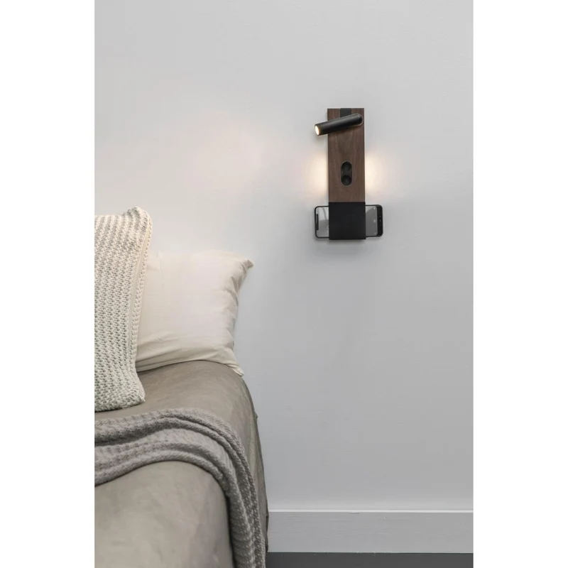 Applique murale LED avec liseuse MAGOS bois