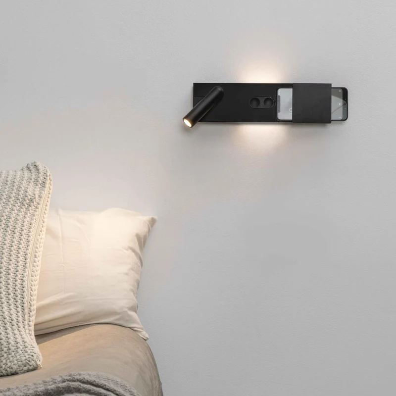 Applique murale LED avec liseuse MAGOS noire