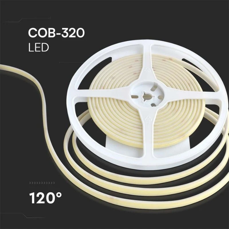 Ruban LED COB 5M 24V IP67 320LED/m Ambre