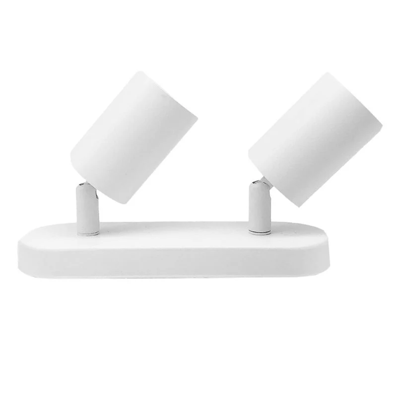 Plafonnier 2 Spots Orientables Alu Blanc pour Ampoule GU10