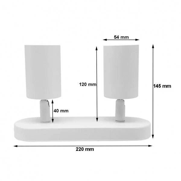 Plafonnier 2 Spots Orientables Alu Blanc pour Ampoule GU10