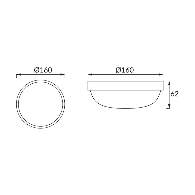 Plafonnier Étanche Rond 12W Hublot Blanc Ø160 mm