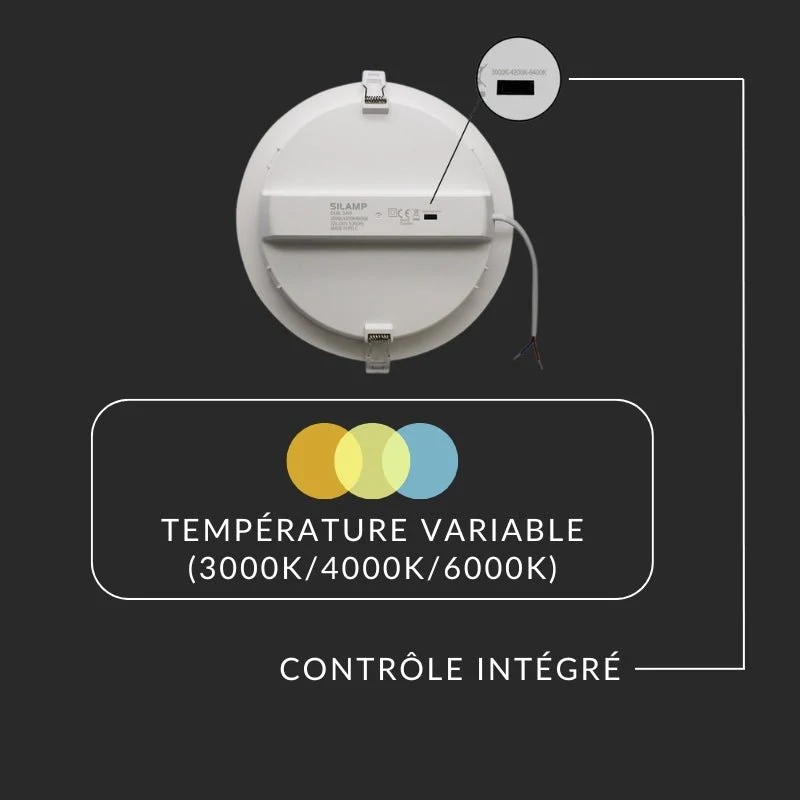 Spot LED Rond 18W Ø170mm Température Variable Dimmable - 3000K/4000K/6500K