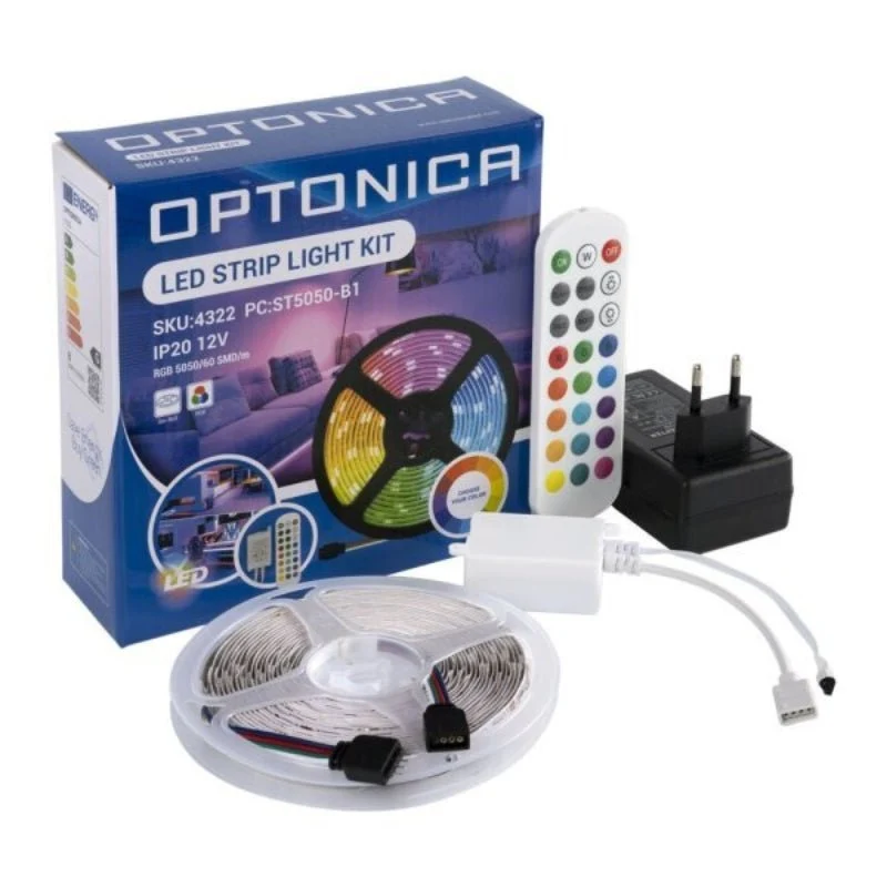 Ruban LED 36W DC12V 60 LED/m 5m RGB + Adaptateur Secteur et Contrôleur