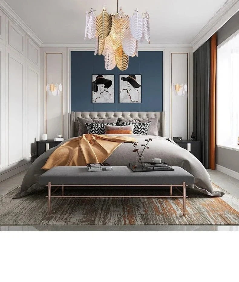 Lustre Chandelier Blanc en Verre