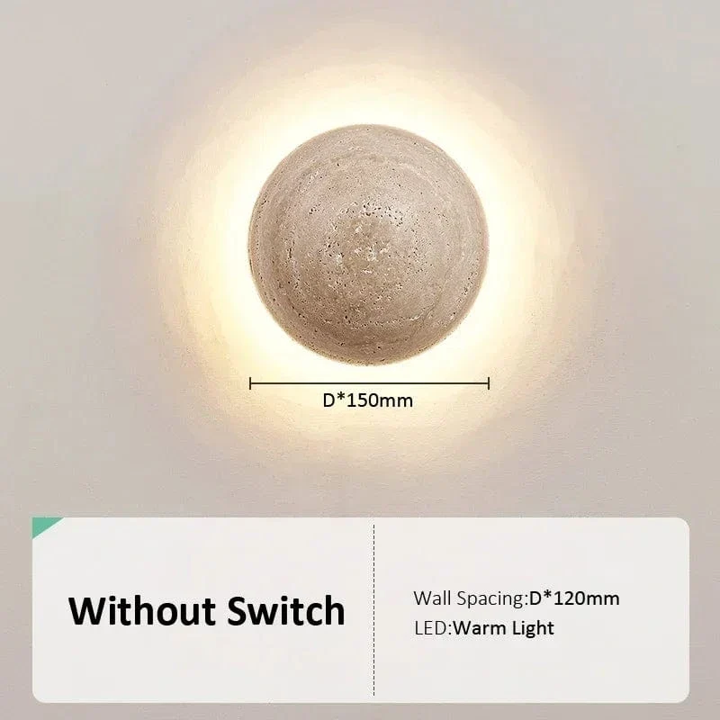 Travertine Limestone Wall Light – Natural Yellow Cave Stone LED Wall Lamp for Corridor, Staircase & Bedside