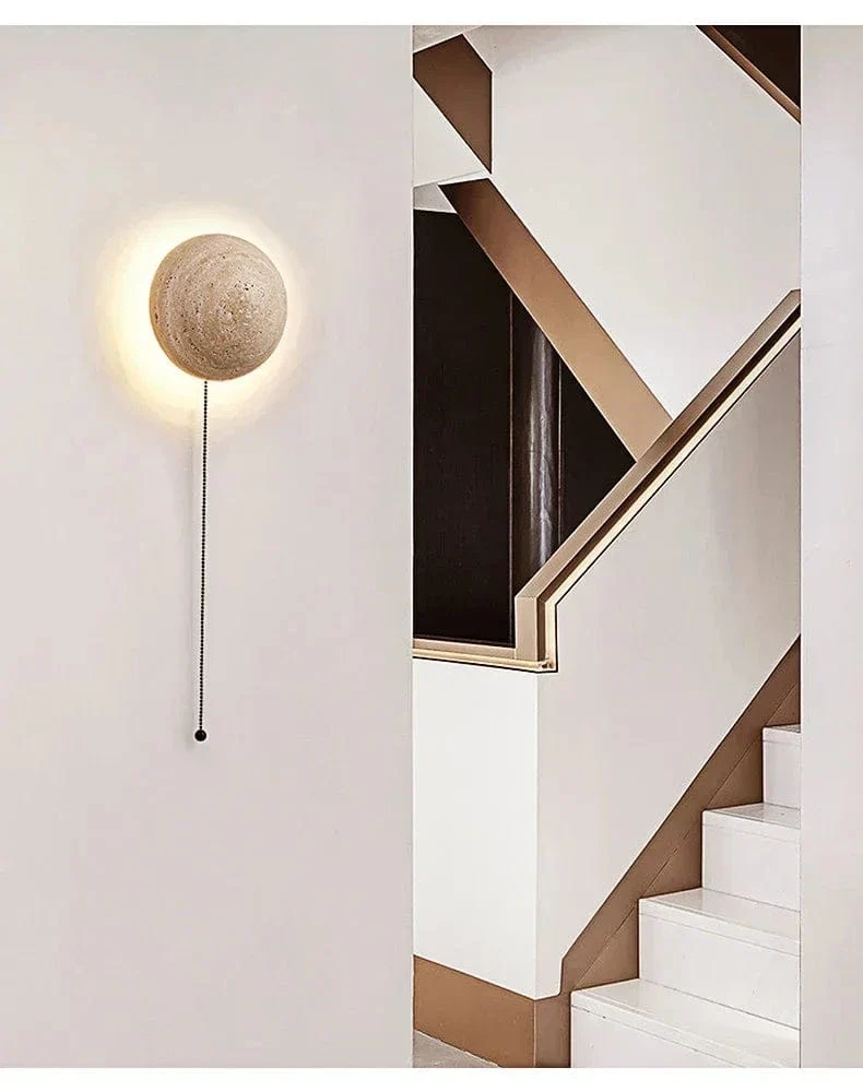 Travertine Limestone Wall Light – Natural Yellow Cave Stone LED Wall Lamp for Corridor, Staircase & Bedside