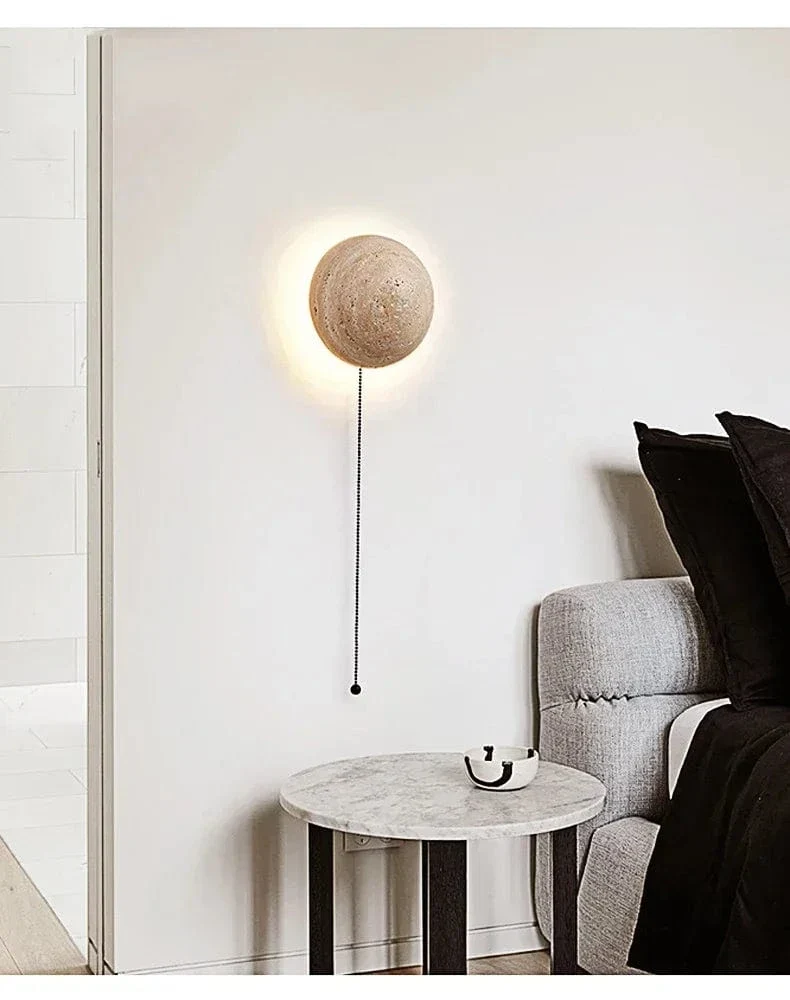 Travertine Limestone Wall Light – Natural Yellow Cave Stone LED Wall Lamp for Corridor, Staircase & Bedside