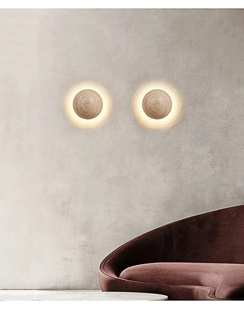 Travertine Limestone Wall Light – Natural Yellow Cave Stone LED Wall Lamp for Corridor, Staircase & Bedside