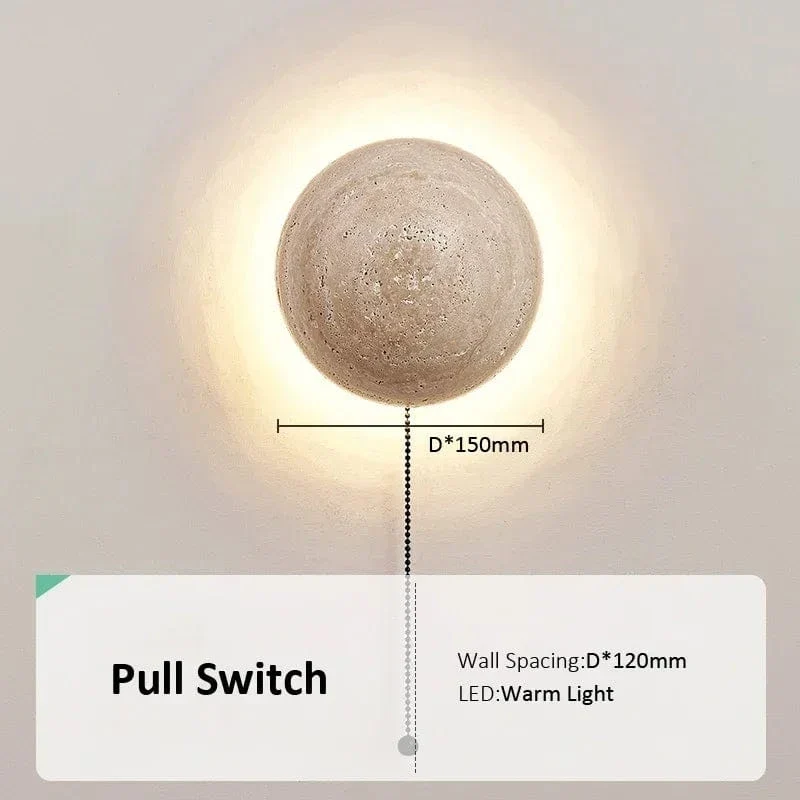 Travertine Limestone Wall Light – Natural Yellow Cave Stone LED Wall Lamp for Corridor, Staircase & Bedside