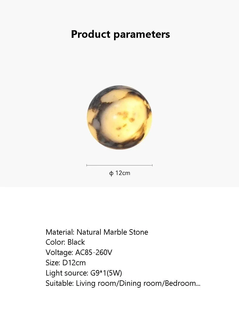 Applique Murale en Marbre – Lampe de Chevet LED de Luxe pour Chambre, Salon & Couloir