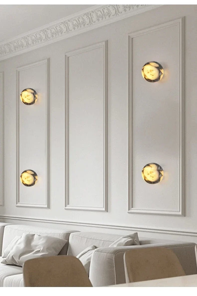 Applique Murale en Marbre – Lampe de Chevet LED de Luxe pour Chambre, Salon & Couloir