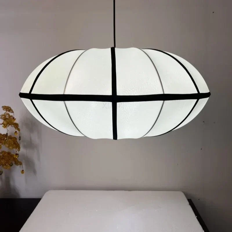 Suspension LED Médiévale Nordique – Lampe Zen en Soie pour Salon, Chambre & Décoration Maison