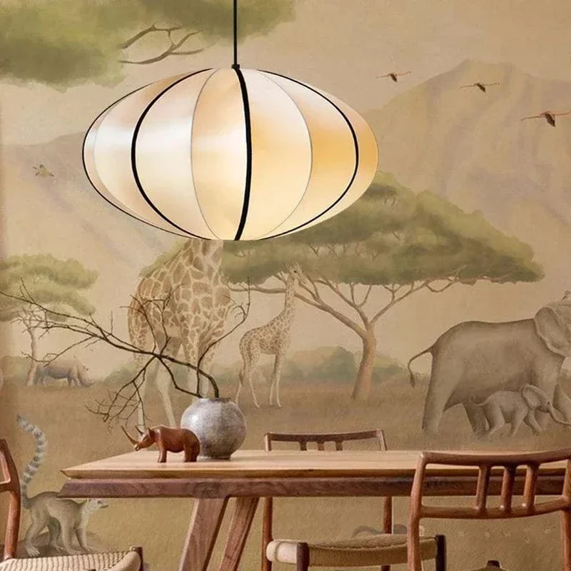 Suspension LED Médiévale Nordique – Lampe Zen en Soie pour Salon, Chambre & Décoration Maison