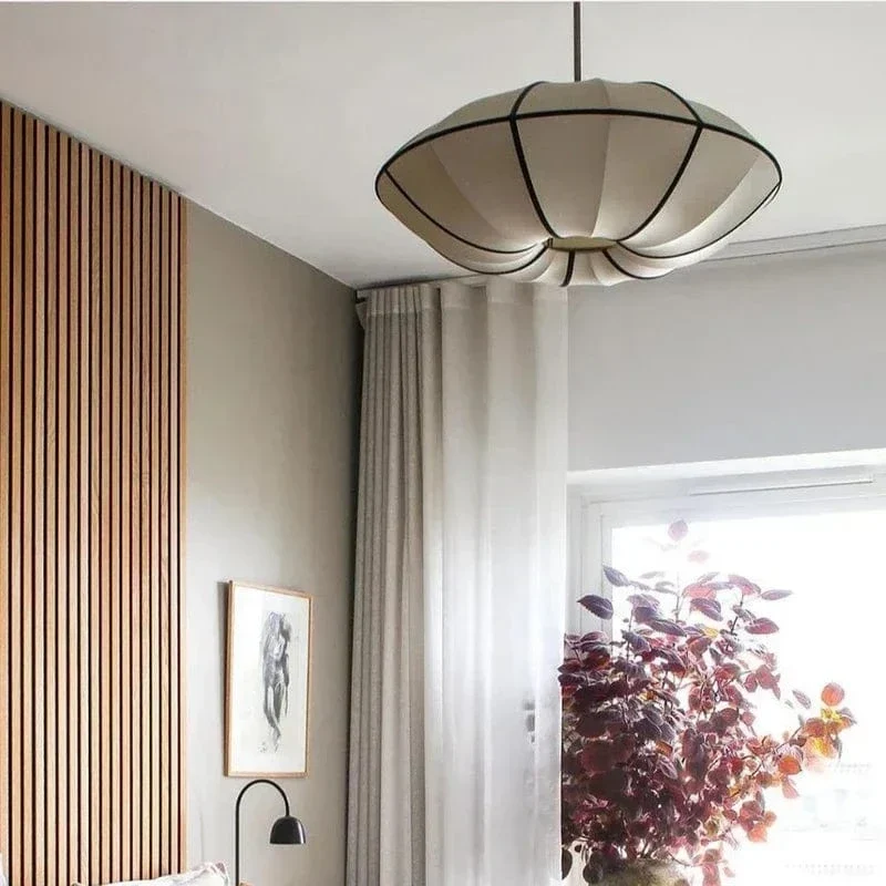 Suspension LED Médiévale Nordique – Lampe Zen en Soie pour Salon, Chambre & Décoration Maison