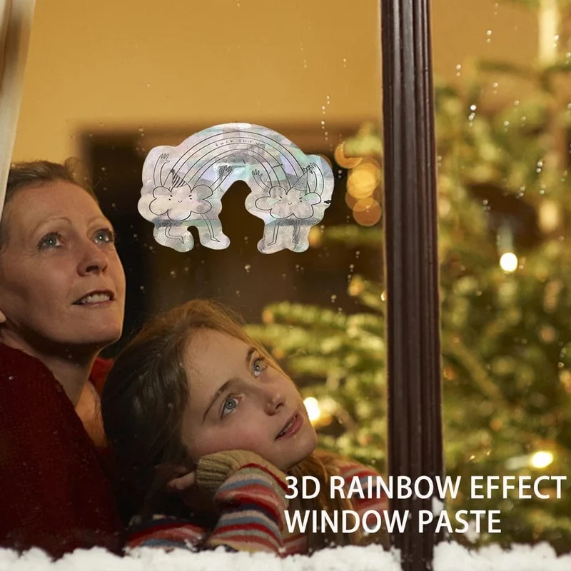 3D Rainbow Window Stickers Sun Catcher Wall Mirror Decals Star Butterfly Reflective Stickers for Children Kids Room Motorcycle