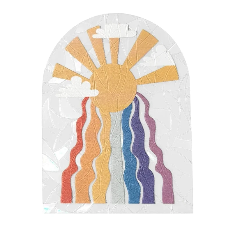 3D Rainbow Window Stickers Sun Catcher Wall Mirror Decals Star Butterfly Reflective Stickers for Children Kids Room Motorcycle