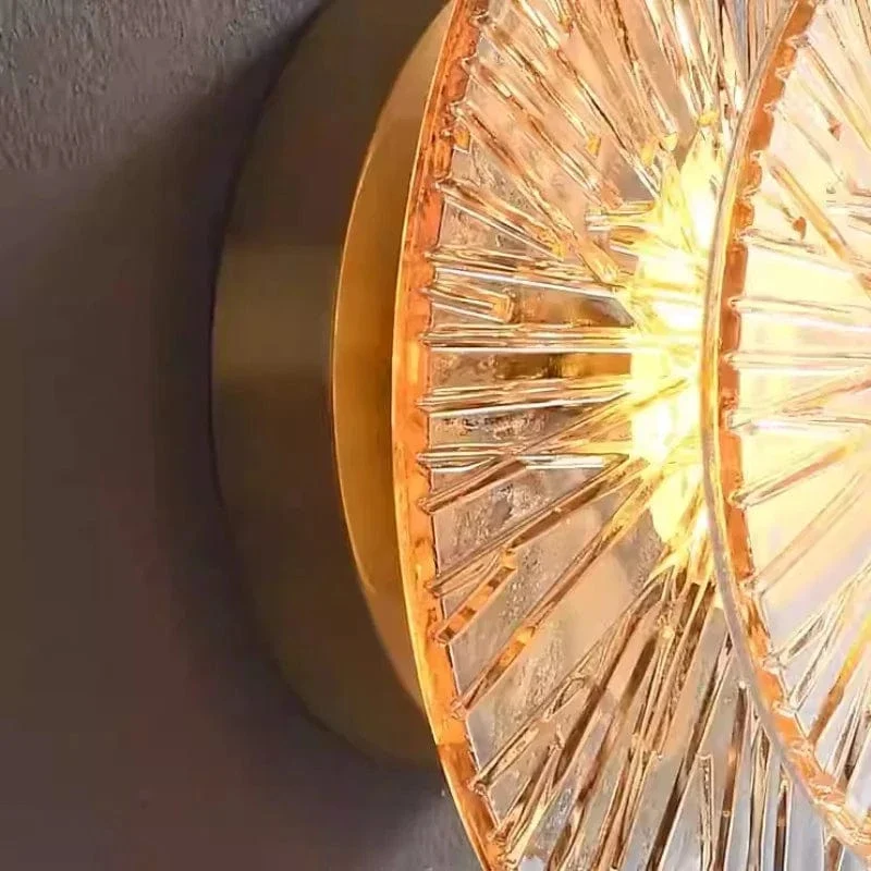 Postmodern Creative Living Room Glass Wall Lamp Designer Personalized and Simple Bedroom Brass Light Luxury Wall Lamp