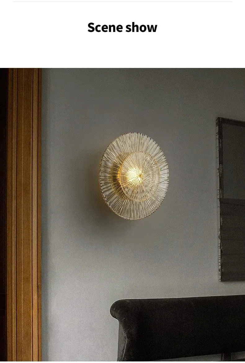 Postmodern Creative Living Room Glass Wall Lamp Designer Personalized and Simple Bedroom Brass Light Luxury Wall Lamp