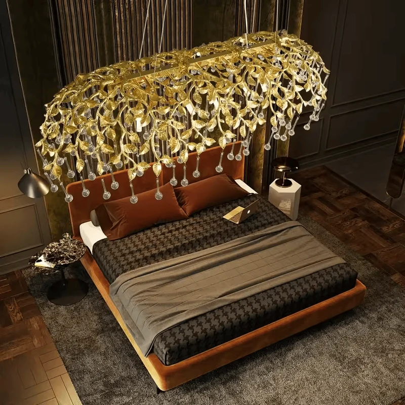 Plafonnier luxe cristaux en pluie Salon Grande Taille