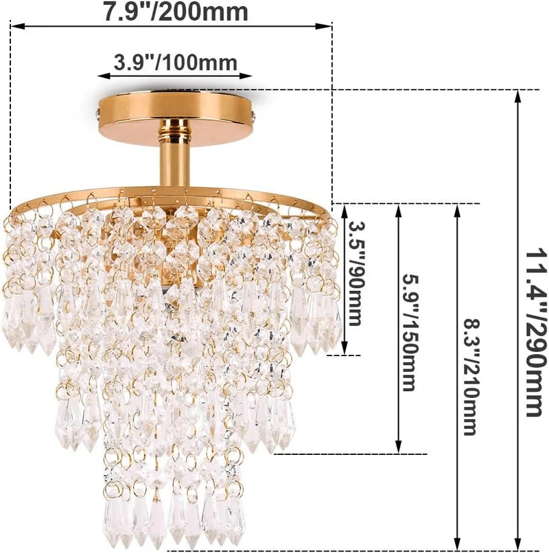 Plafonnier luxe cristaux en pluie