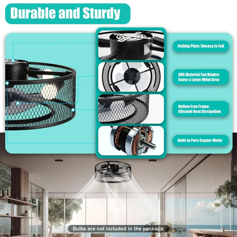 18 Inch Modern Flush Mount Ceiling Fan With Light 3 Speed Settings Whisper Quiet Spin Heavy Duty Iron Frame Rust Resistant Pure Copper Motor Smooth Airflow For Bedrooms And Living Rooms