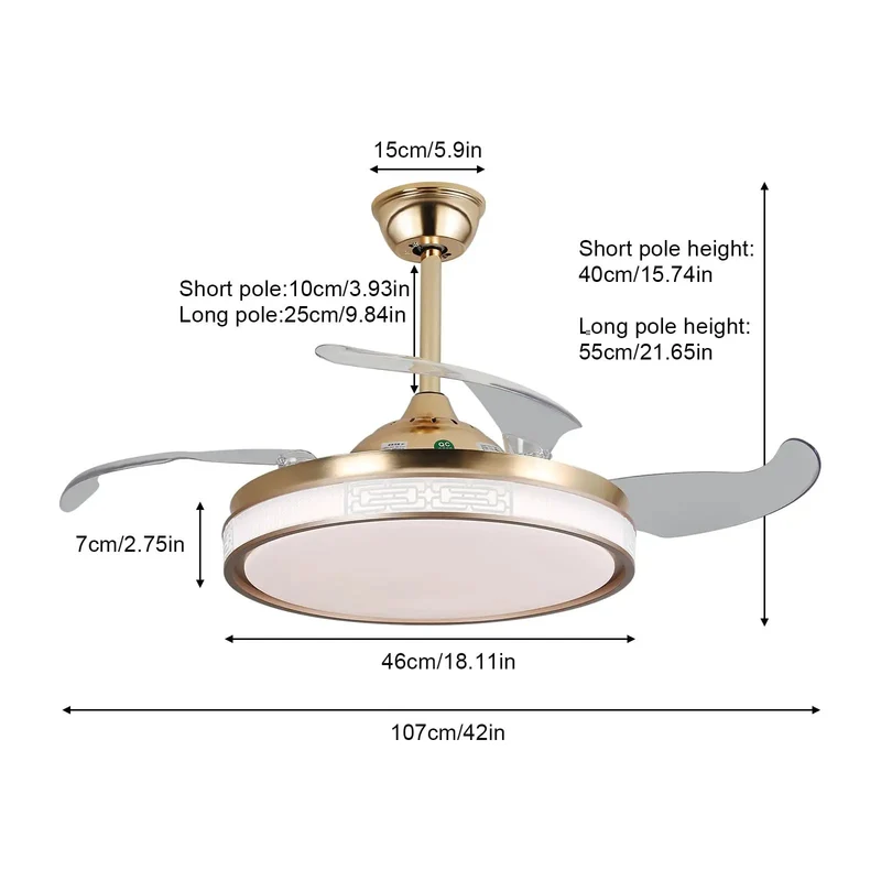 Modern Ceiling Fan Light With Handheld Remote Offering 3000K To 6000K Glow For Straight Up Clean Setup Uses Stable Base And Dual Adjustment Rods For Zero Fuss Install And Smooth Daily Vibes