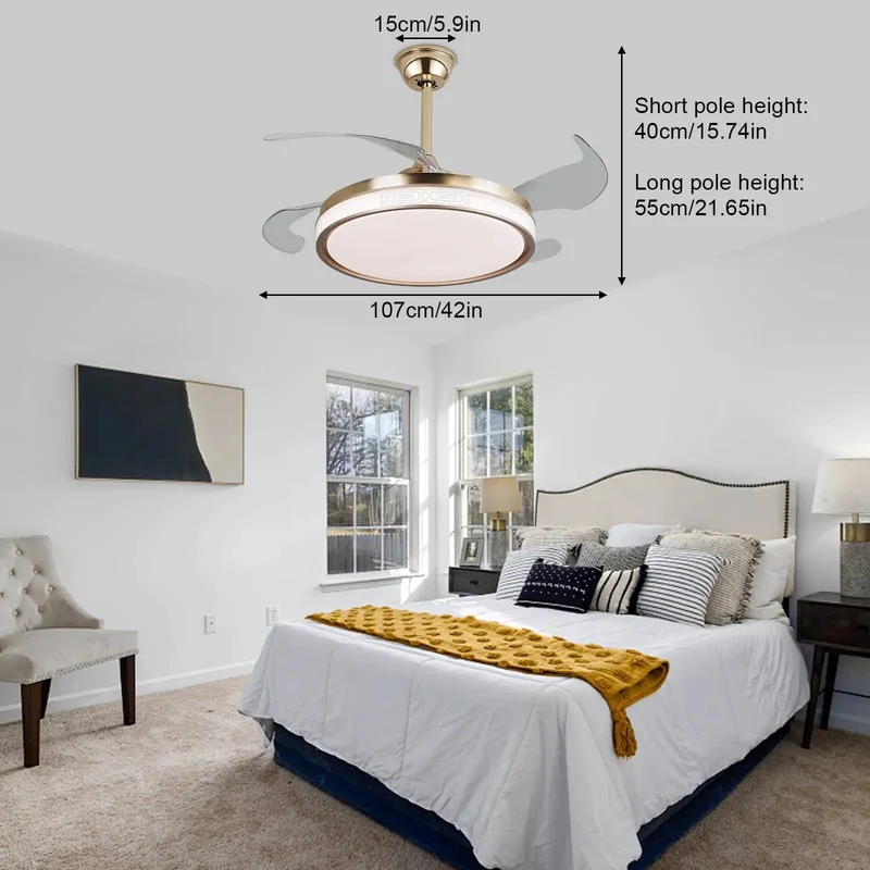 Modern Ceiling Fan Light With Handheld Remote Offering 3000K To 6000K Glow For Straight Up Clean Setup Uses Stable Base And Dual Adjustment Rods For Zero Fuss Install And Smooth Daily Vibes