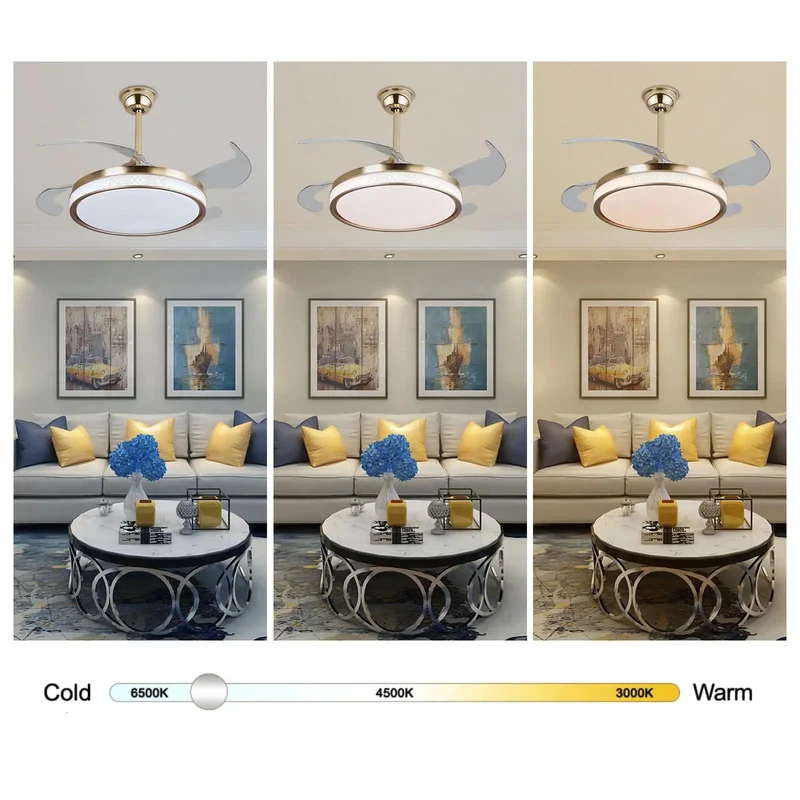 Modern Flush Mount Ceiling Fan With Integrated Led Lighting And Rock Solid Pure Copper Motor Ultra Silent Six Speed Airflow Three Color Temperatures With No Fuss Setup