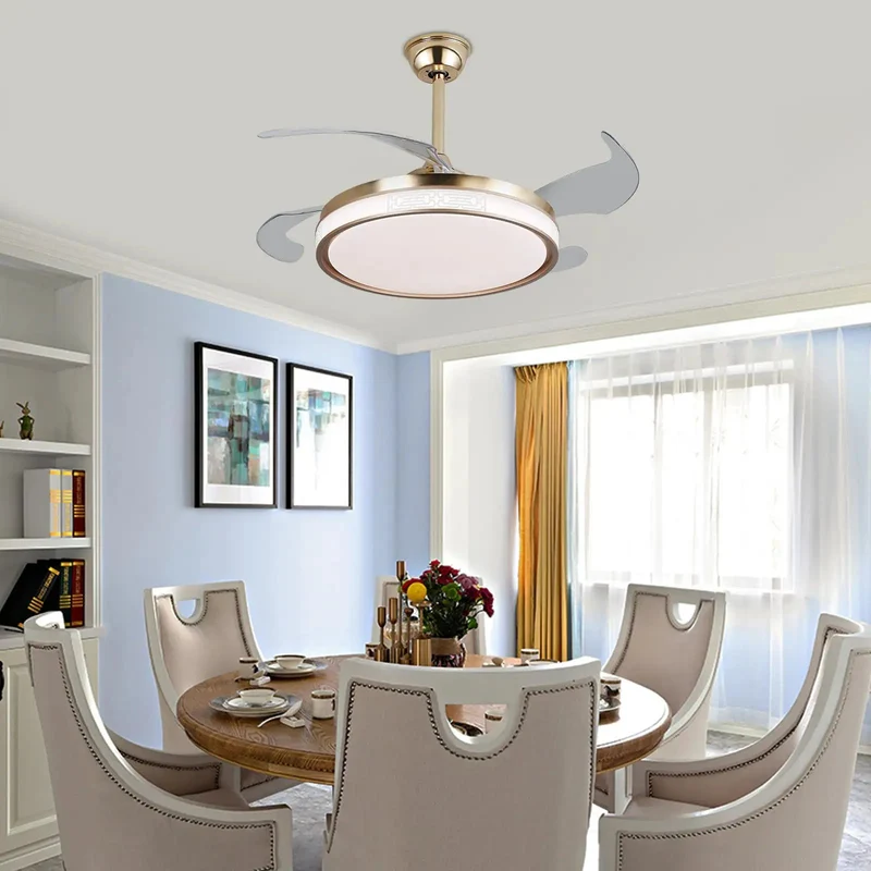 Modern Flush Mount Ceiling Fan With Integrated Led Lighting And Rock Solid Pure Copper Motor Ultra Silent Six Speed Airflow Three Color Temperatures With No Fuss Setup