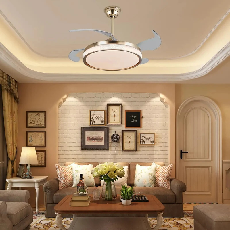 Modern Flush Mount Ceiling Fan With Integrated Led Lighting And Rock Solid Pure Copper Motor Ultra Silent Six Speed Airflow Three Color Temperatures With No Fuss Setup