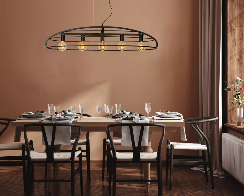 Lustre noir 5 lampes pour Salle a Manger