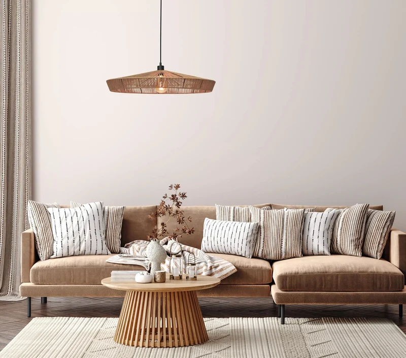 Lustre suspension style japonais rotin pour Cuisine