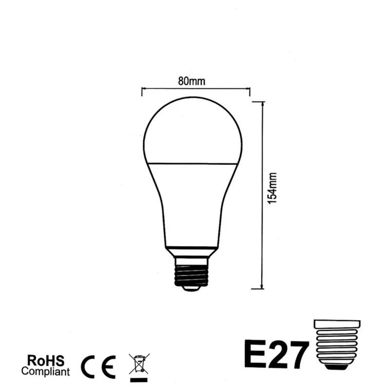 Ampoule LED E27 20W 220V A80 - Pack de 50