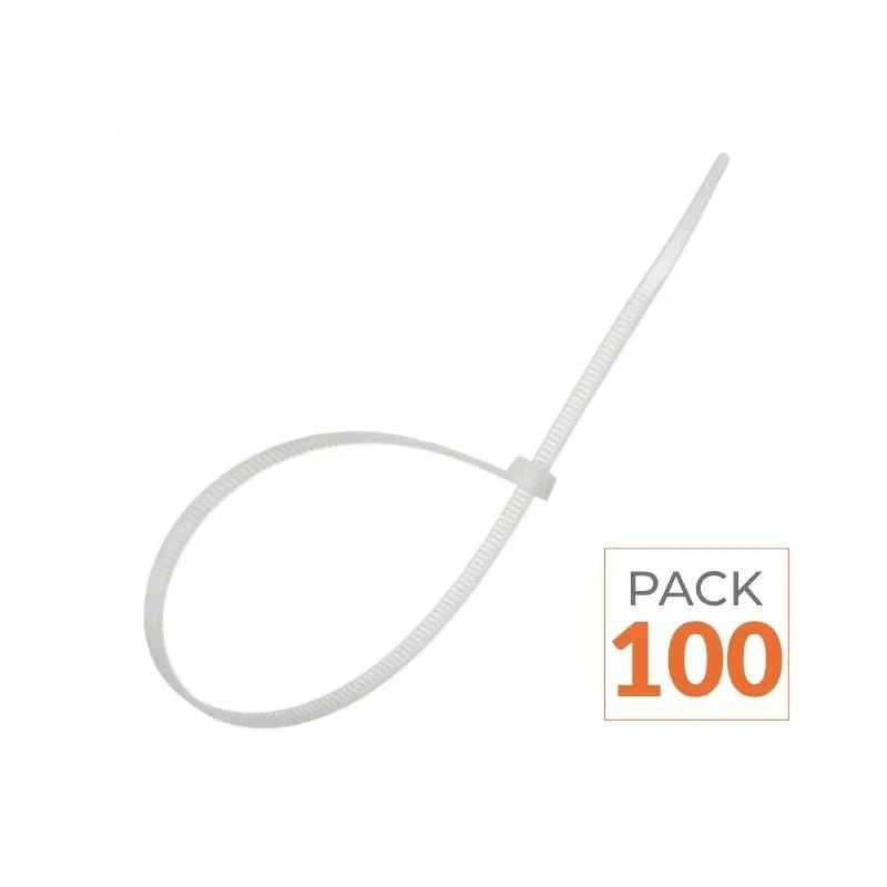Serre-câbles 100 x 3,5mm Blanc - Pack de 100
