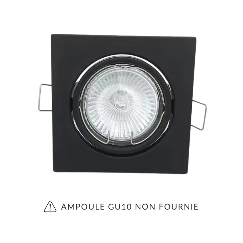 Support Encastrable GU10 Carré Noir Mat Orientable