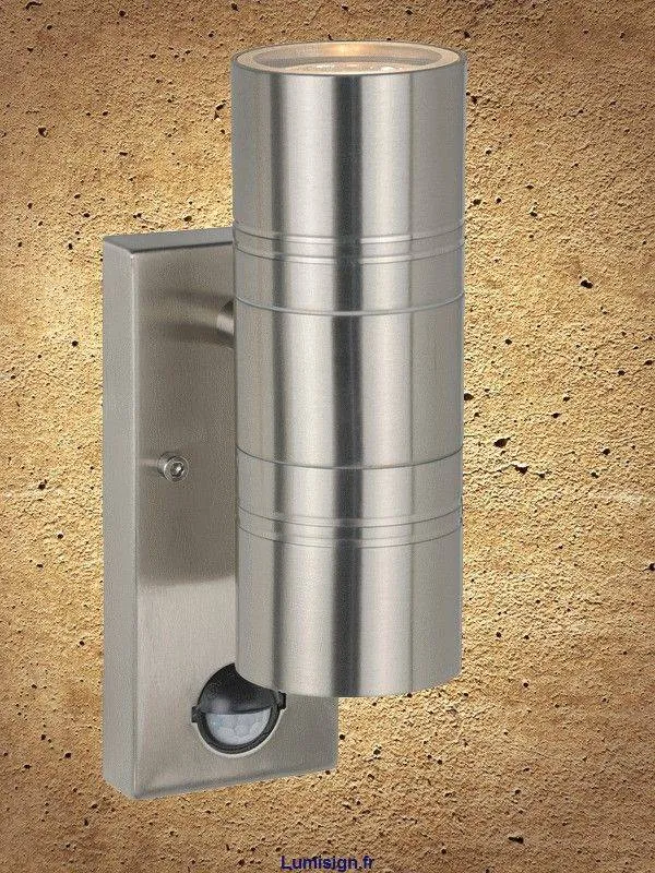 Applique extérieure LED ARNE-2D chrome satin + détecteur