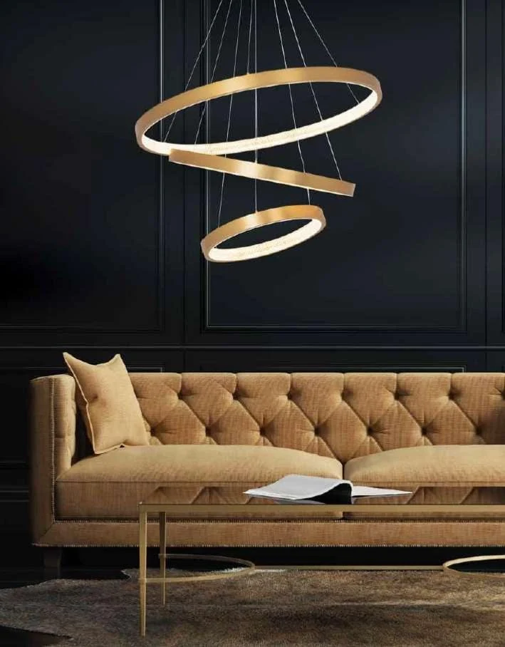 Suspension 3 cercles LED Zambelis 2009 or mat brossé